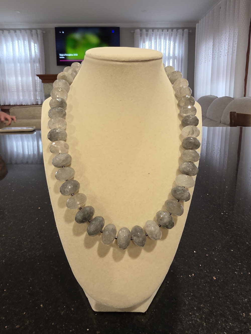 Gray Beaded Statement Necklace - Brand